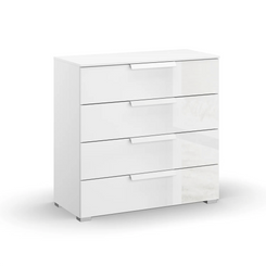 Rauch Frans 4 Drawer Glass Wide Chest - 80CM - in White