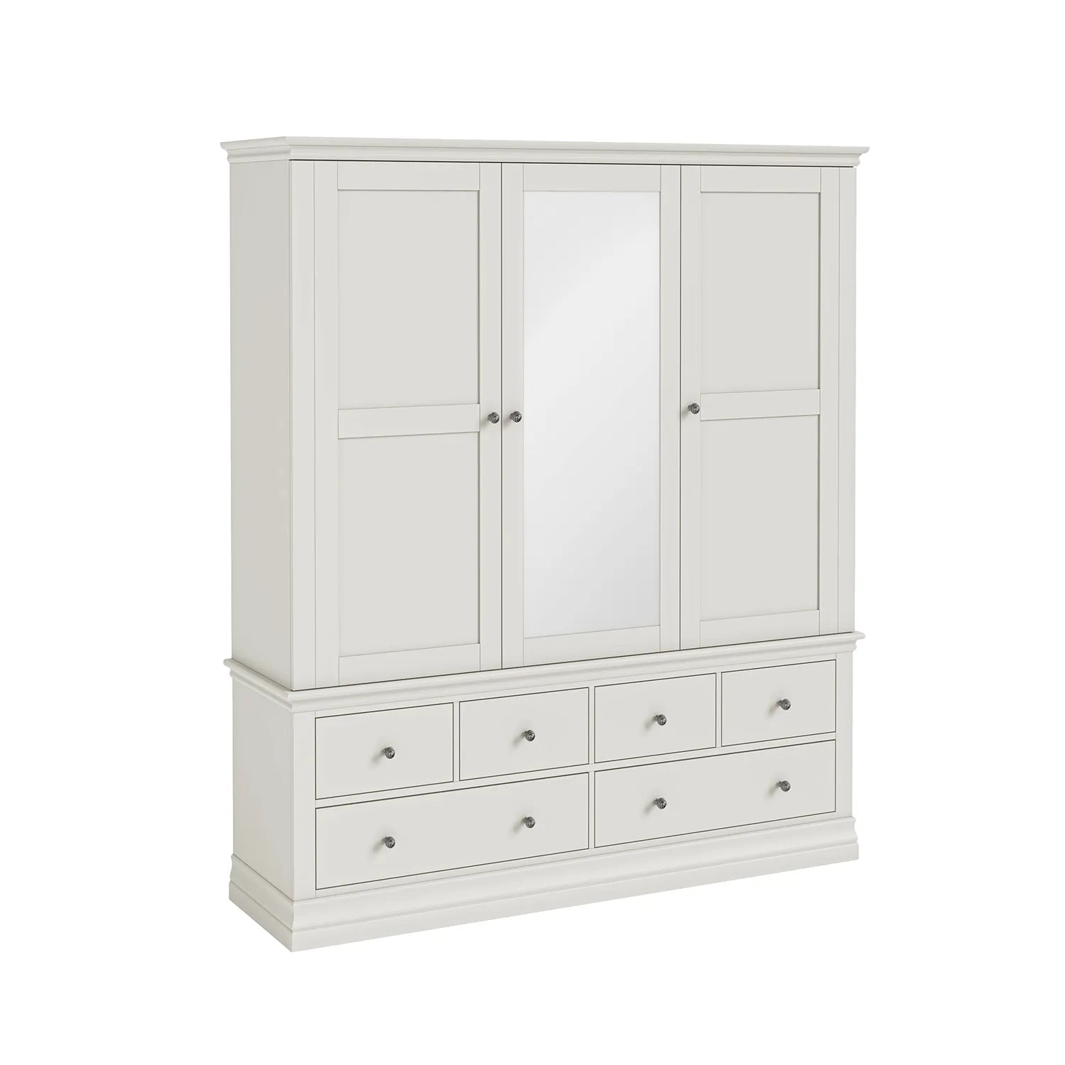 Bordeaux Triple Wardrobe with Mirror & 6 Drawers