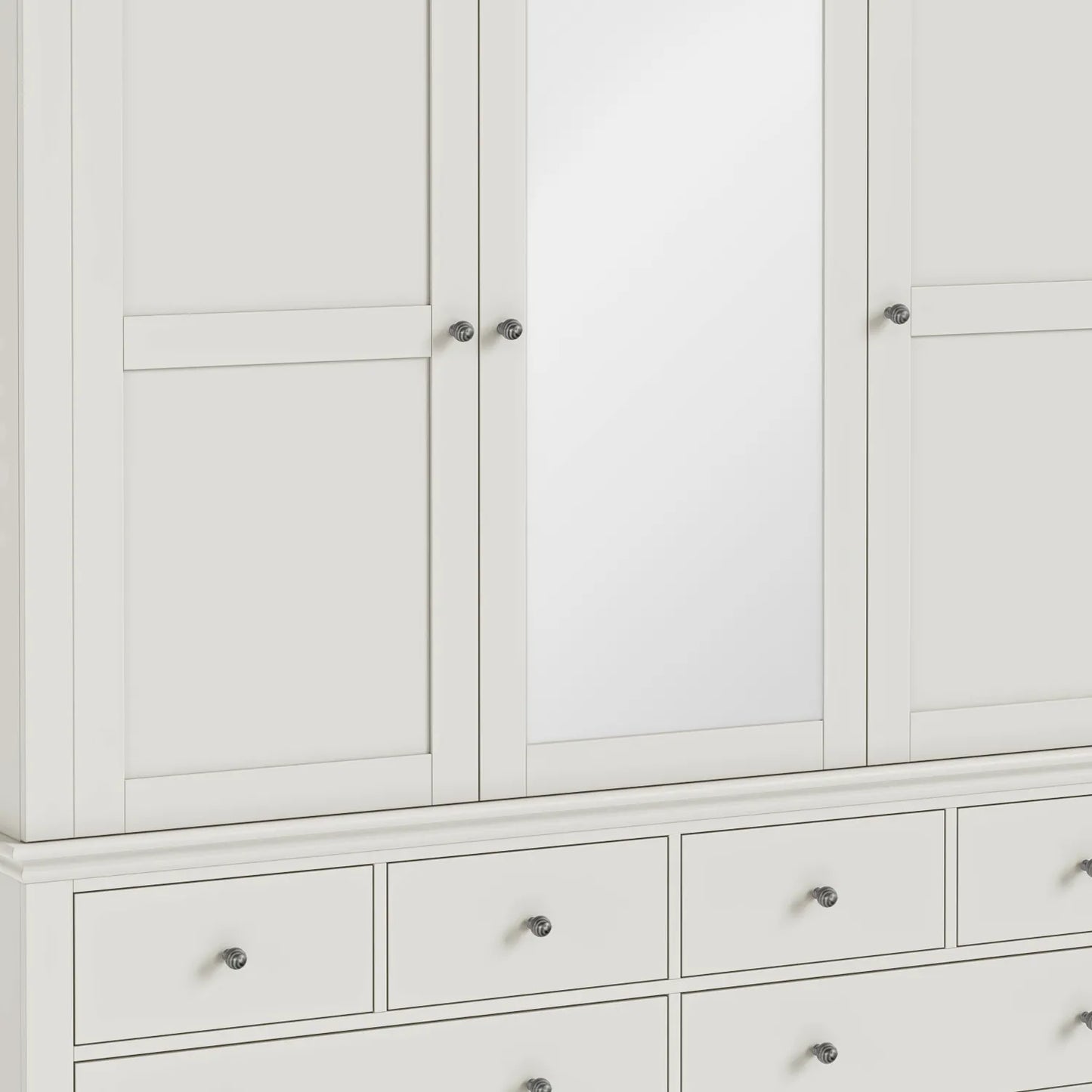 Close up of Bordeaux Triple Wardrobe with Mirror & 6 Drawers