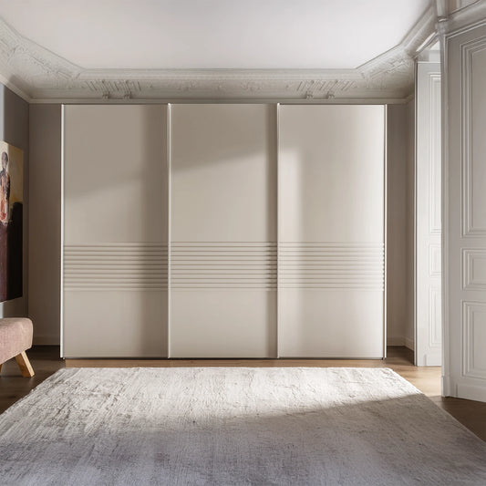 Modern Genova Kontrast 3-door wardrobe in champagne finish with stylish detailing