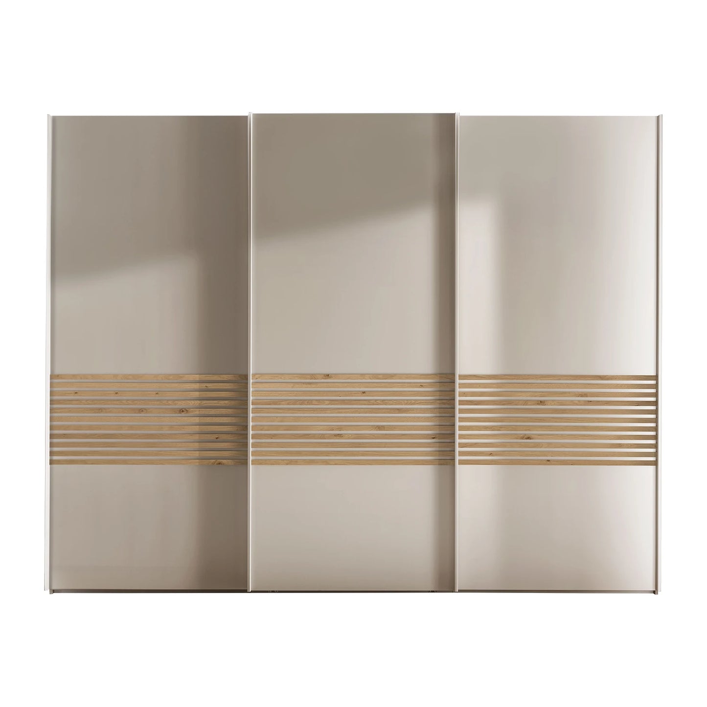 Spacious champagne sliding wardrobe offering modern storage solutions - Home Of Wardrobes