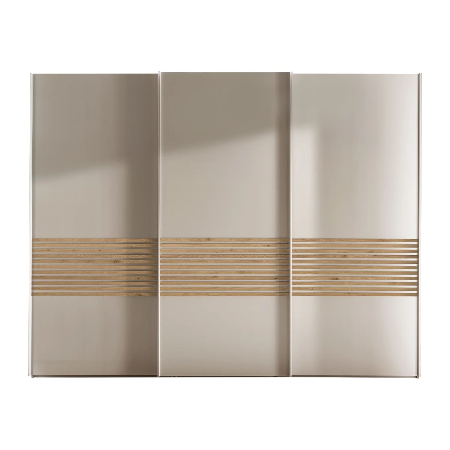 Spacious champagne sliding wardrobe offering modern storage solutions - Home Of Wardrobes