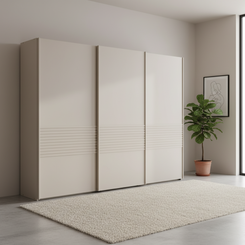 Genova Kontrast 3-Door Sliding Wardrobe in Champagne