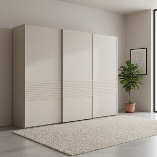 Genova Kontrast 3-Door Sliding Wardrobe in Champagne