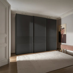 Wiemann Laguna Large 3-Door Sliding Wardrobe in Graphite Colour and decking