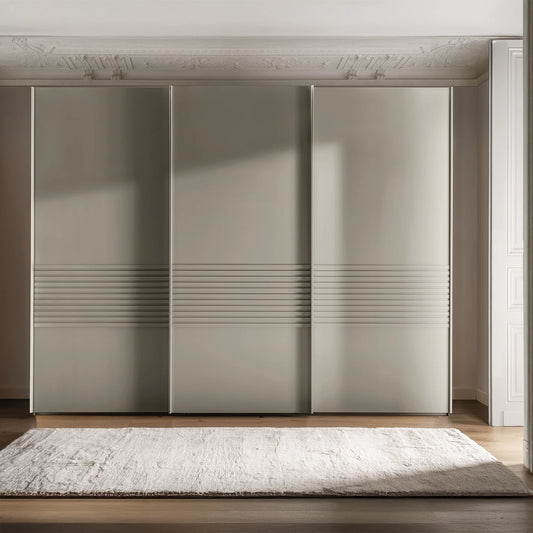 Modern Genova Kontrast 3-door wardrobe in pebble grey finish with sleek accents
