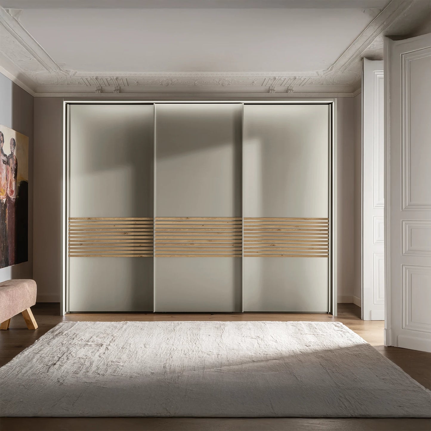 Contemporary pebble grey sliding wardrobe from the Genova Kontrast collection