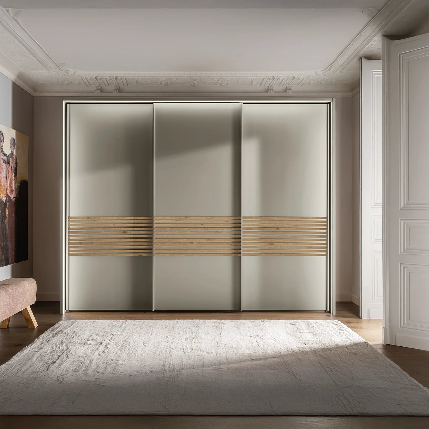 Contemporary pebble grey sliding wardrobe from the Genova Kontrast collection