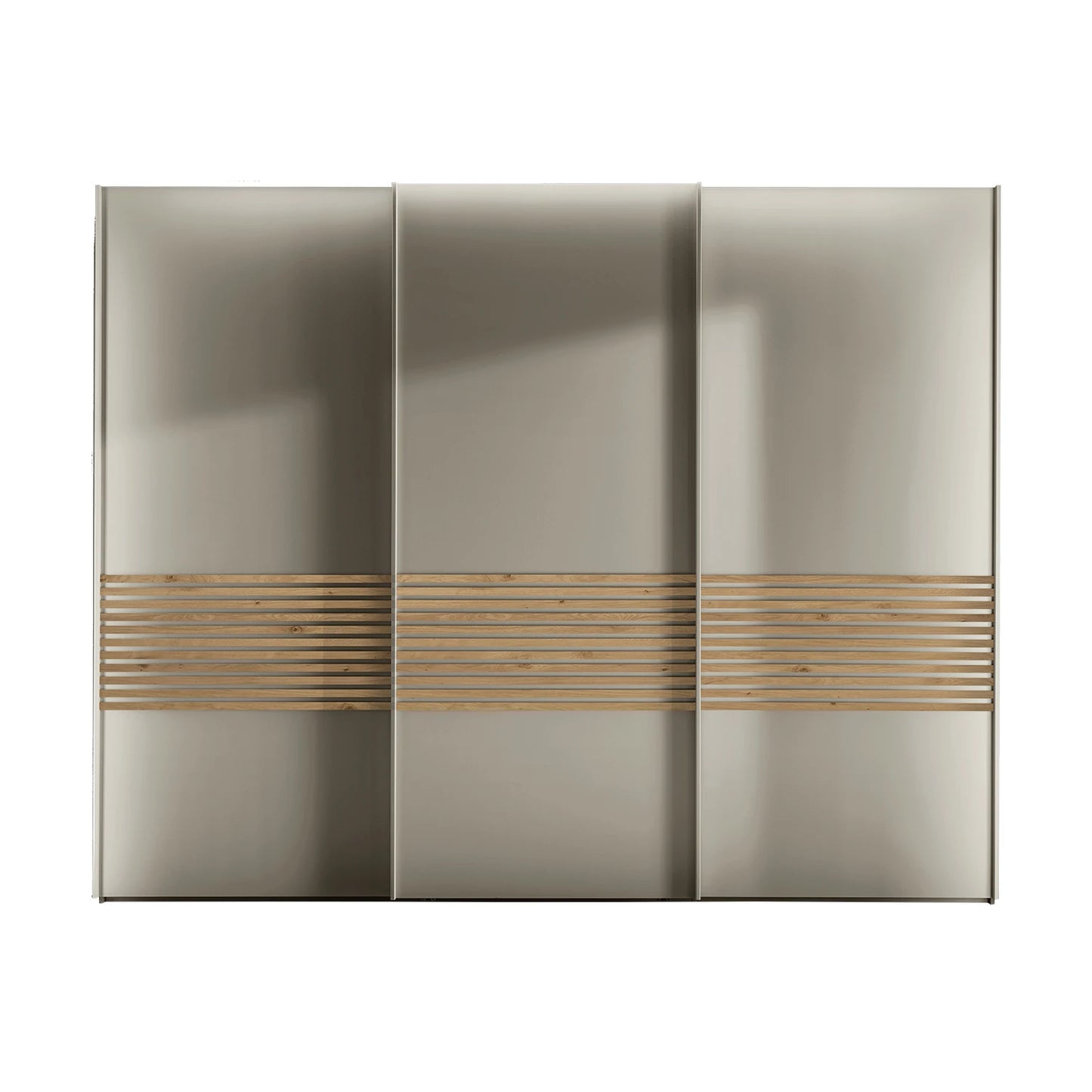 Genova Kontrast wardrobe in pebble grey with minimalist horizontal design lines - Home Of Wardrobes