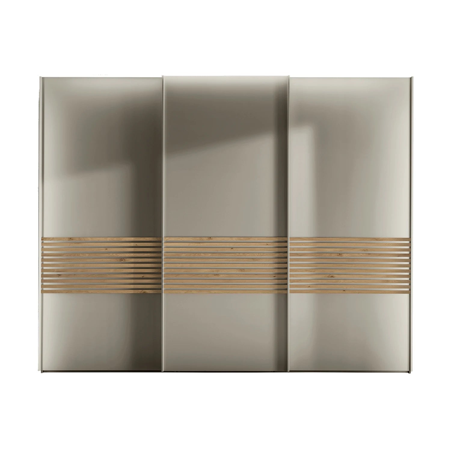 Genova Kontrast wardrobe in pebble grey with minimalist horizontal design lines - Home Of Wardrobes