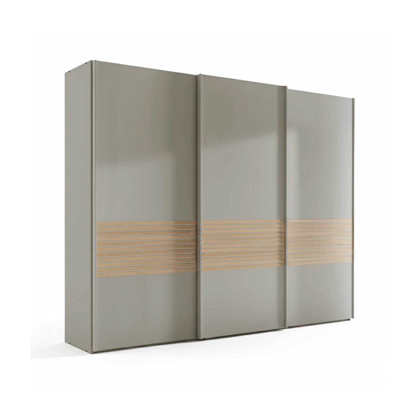 Genova Kontrast 3-Door Sliding Wardrobe in Pebble Grey with contrasting detail panels