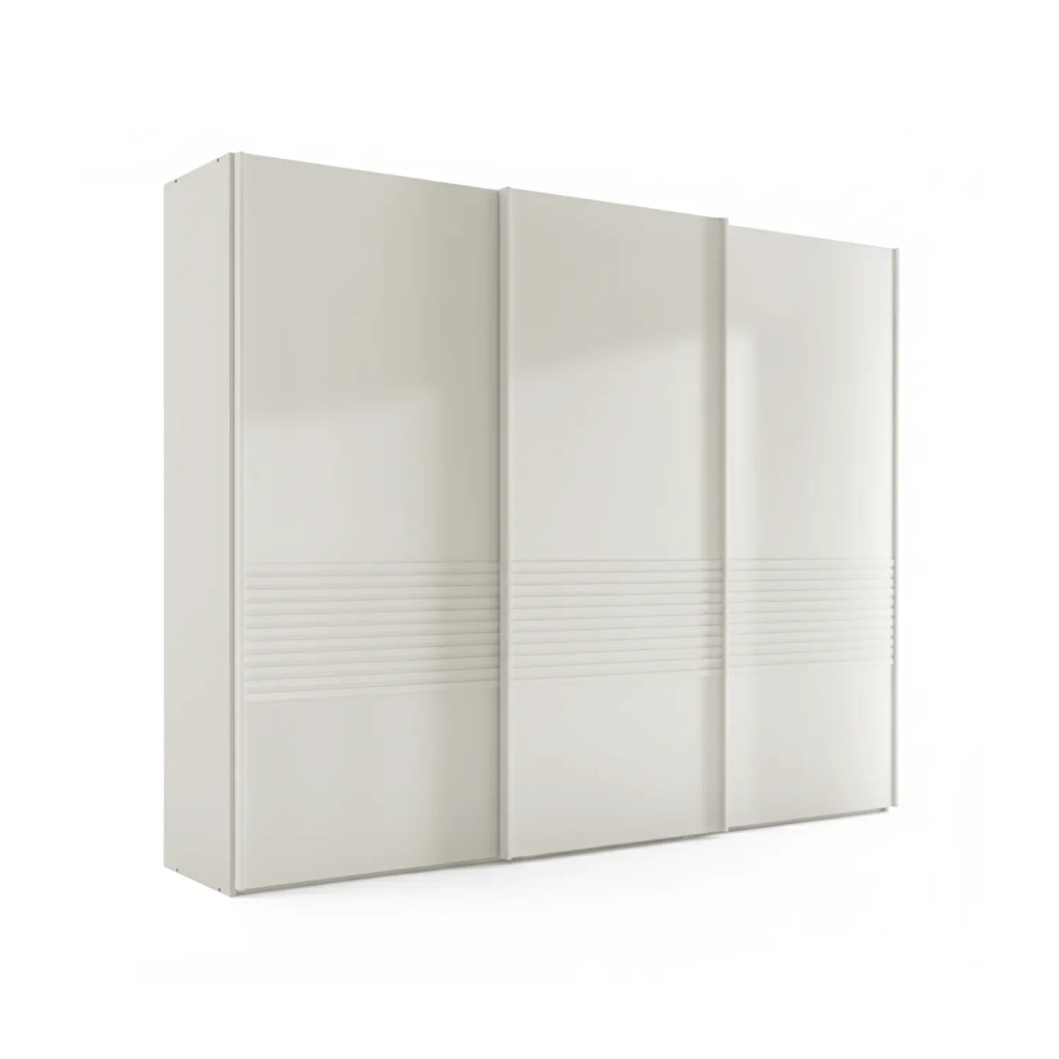 Wiemann Genova 3 Door Sliding Wardrobe in White – Front view in bedroom setting with decorative ceiling - Home Of Wardrobes