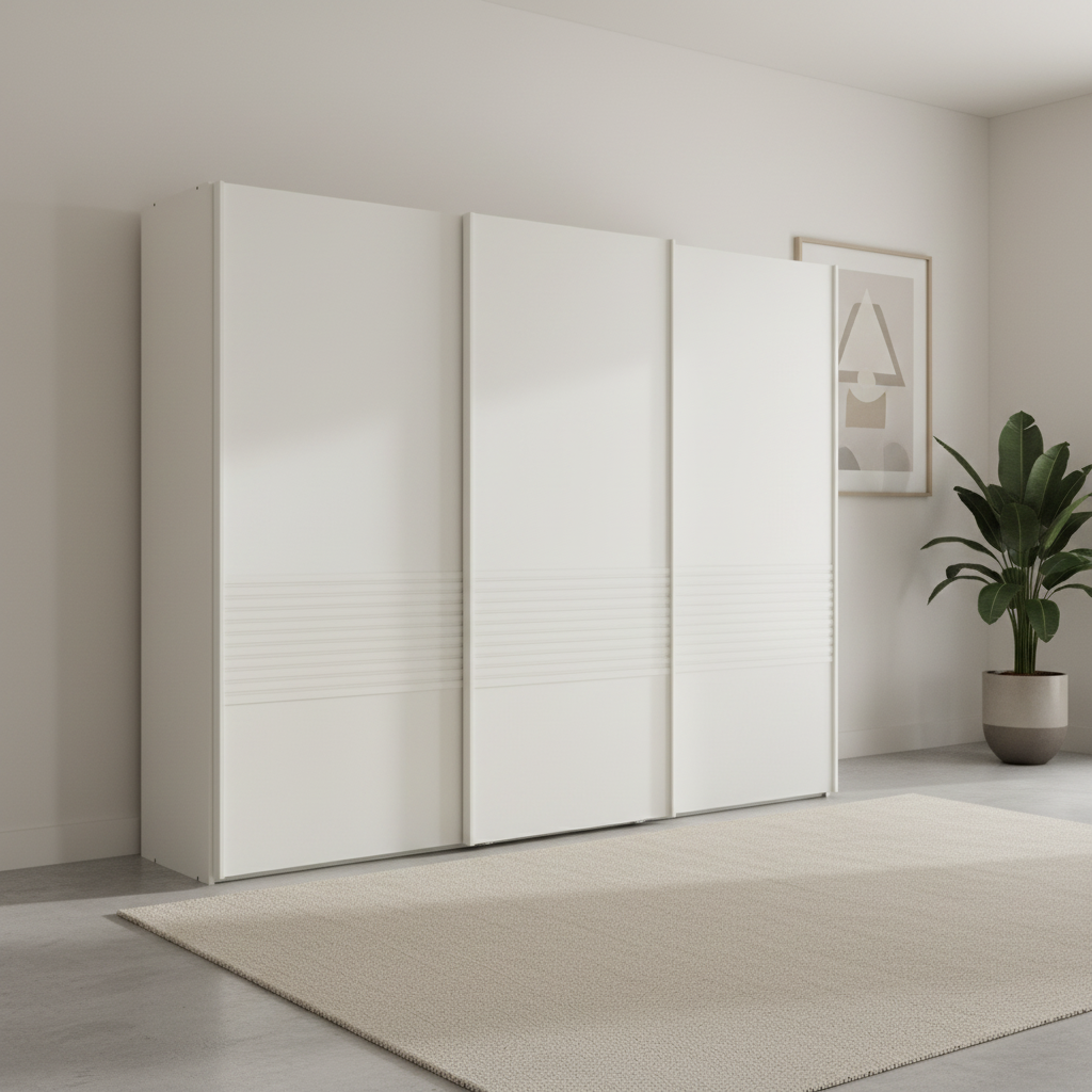 Genova Kontrast 3-Door Sliding Wardrobe in White