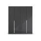 Rauch Glamour 4 Door High Gloss Effect Grey Wardrobe - W181 CM - Front Closeup View