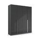 Rauch Glamour 4 Door High Gloss Effect Grey Wardrobe - W181 CM