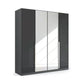 Rauch Glamour 4 Door High Gloss Effect Grey Wardrobe with Mirror - W181 CM