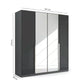 Rauch Glamour 4 Door High Gloss Effect Grey Wardrobe with Mirror - W181 CM - Dimensions