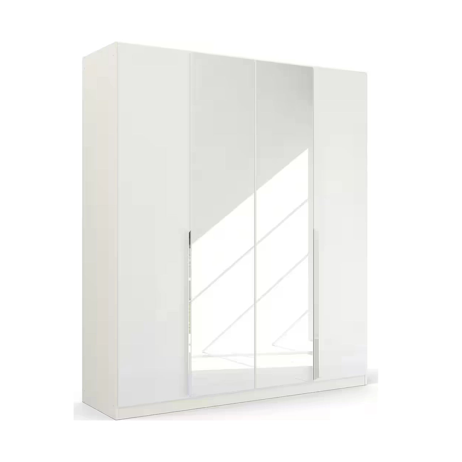 Rauch Glamour 4 Door White High Gloss Wardrobe with Mirror - W181 CM
