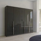 Rauch Glamour 5 Door High Gloss Effect Grey Wardrobe - W226 CM - Styled in a Bedroom