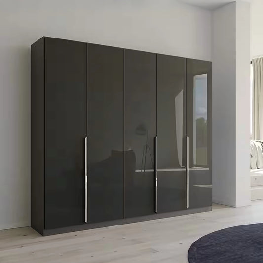 Rauch Glamour 5 Door High Gloss Effect Grey Wardrobe - W226 CM - Styled in a Bedroom