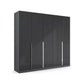 Rauch Glamour 5 Door High Gloss Effect Grey Wardrobe - W226 CM