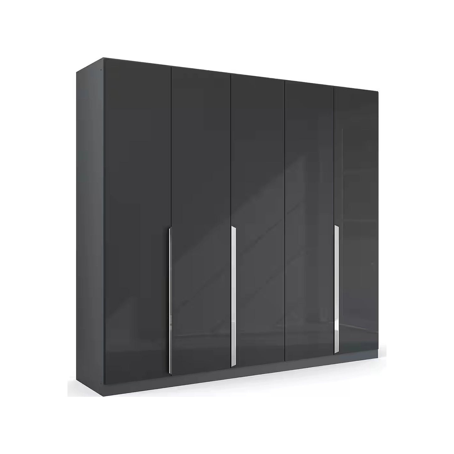 Rauch Glamour 5 Door High Gloss Effect Grey Wardrobe - W226 CM