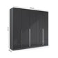 Rauch Glamour 5 Door High Gloss Effect Grey Wardrobe - W226 CM - Dimensions