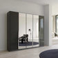 Rauch Glamour 5 Door High Gloss Effect Grey Wardrobe with Mirror - W226 CM - Styled in a Bedroom