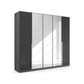 Rauch Glamour 5 Door High Gloss Effect Grey Wardrobe with Mirror - W226 CM