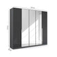 Rauch Glamour 5 Door High Gloss Effect Grey Wardrobe with Mirror - W226 CM - Dimensions