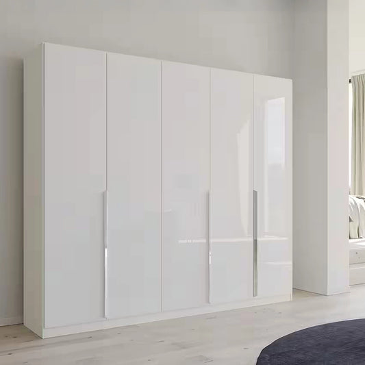 Rauch Glamour 5 Door White High Gloss Wardrobe - W226 CM - Styled in a Bedroom