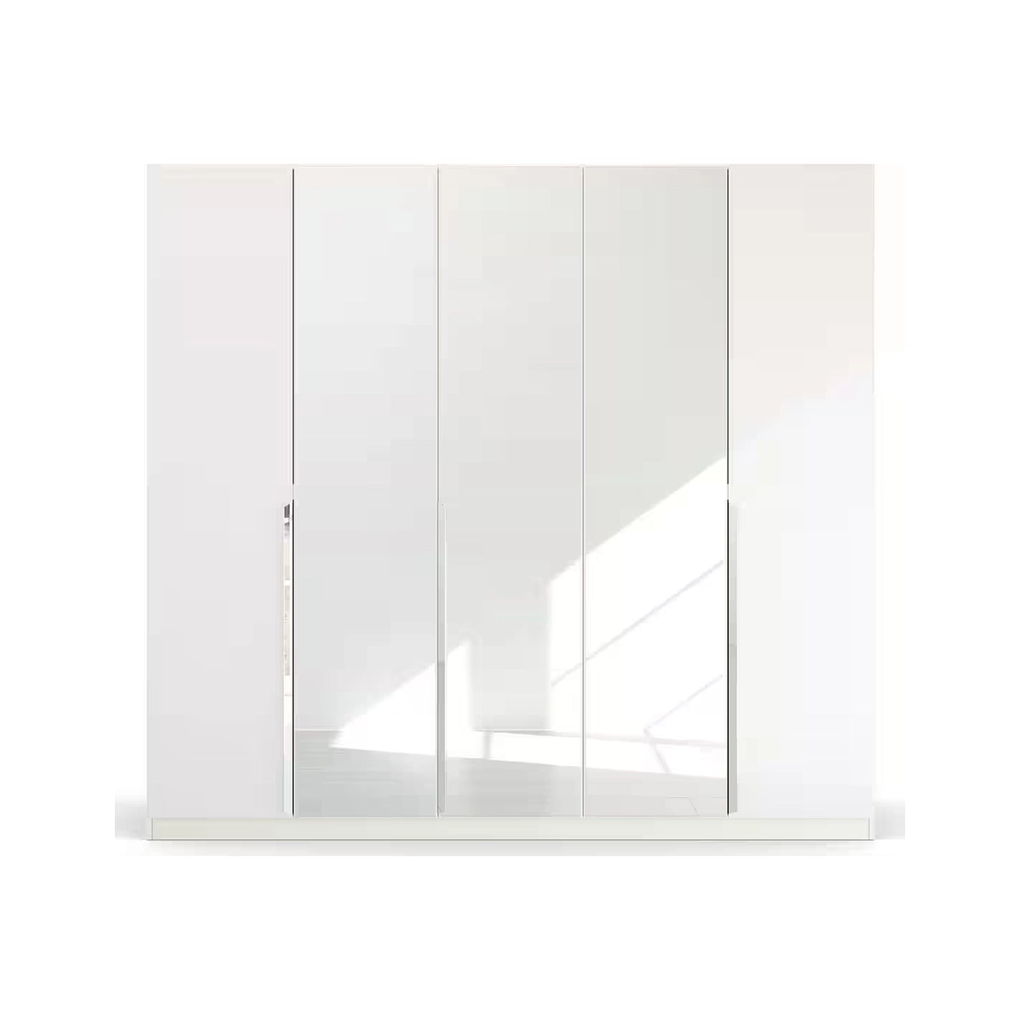 Rauch Glamour 5 Door White High Gloss Wardrobe with Mirror - W226 CM