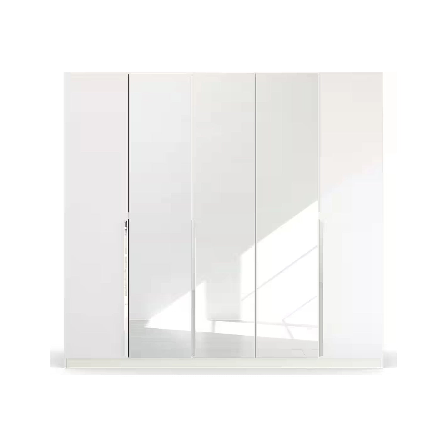 Rauch Glamour 5 Door White High Gloss Wardrobe with Mirror - W226 CM