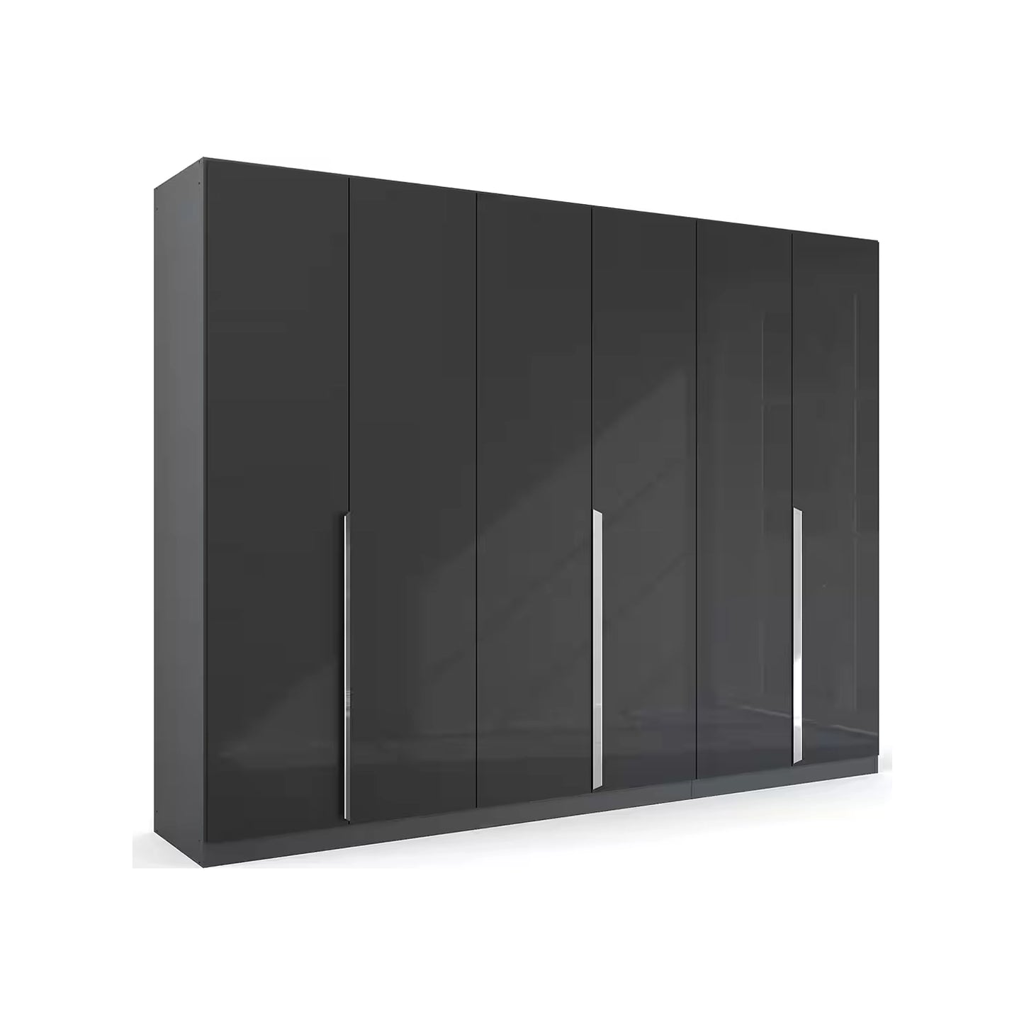 Rauch Glamour 6 Door High Gloss Effect Grey Wardrobe - W271 CM - Side Closeup View