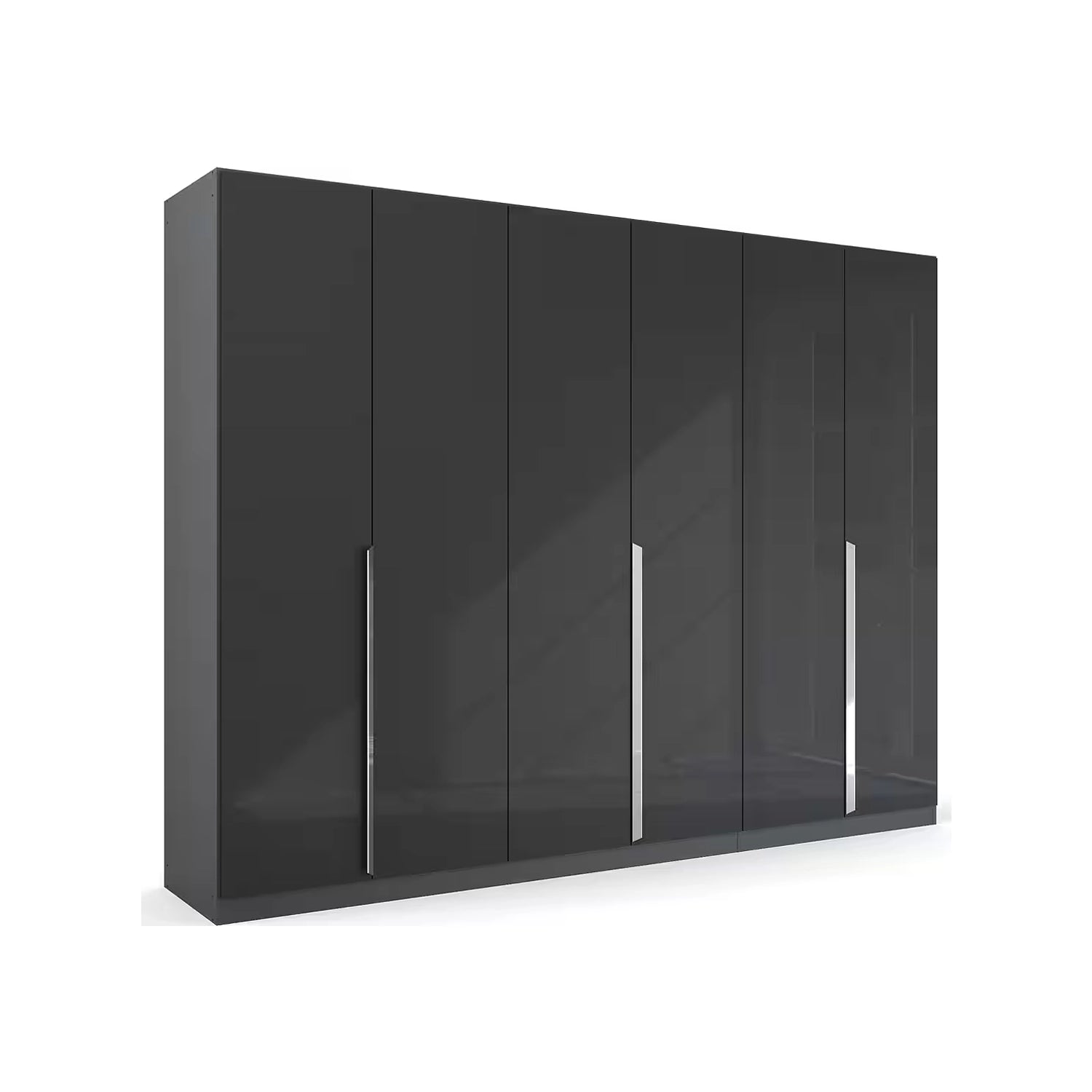Rauch Glamour 6 Door High Gloss Effect Grey Wardrobe - W271 CM - Side Closeup View