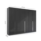 Rauch Glamour 6 Door High Gloss Effect Grey Wardrobe - W271 CM - Dimensions