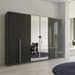 Rauch Glamour 6 Door High Gloss Effect Grey Wardrobe with Mirror - W271 CM - Styled in a Bedroom