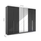 Rauch Glamour 6 Door High Gloss Effect Grey Wardrobe with Mirror - W271 CM - Dimensions