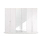Rauch Glamour 6 Door White High Gloss Wardrobe with Mirror - W271 - Front Closeup View