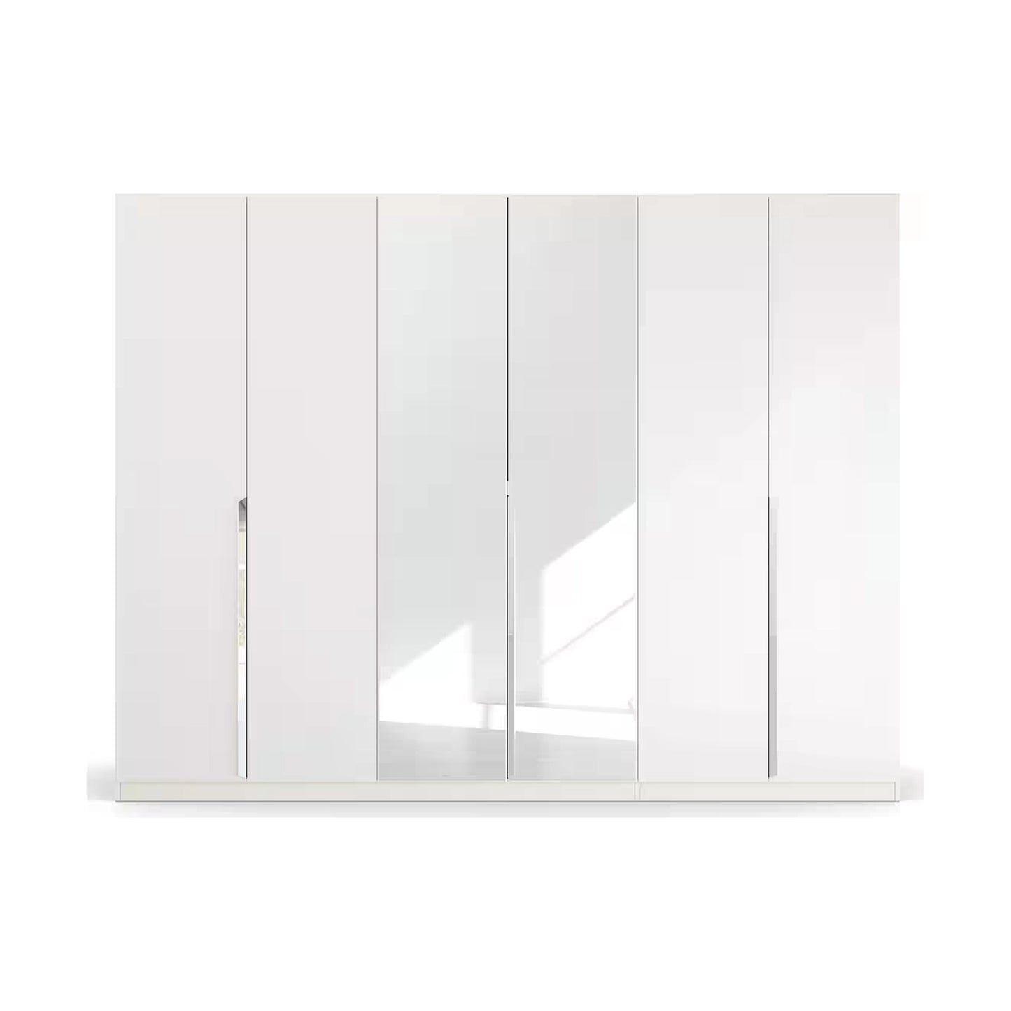 Rauch Glamour 6 Door White High Gloss Wardrobe with Mirror - W271 - Front Closeup View