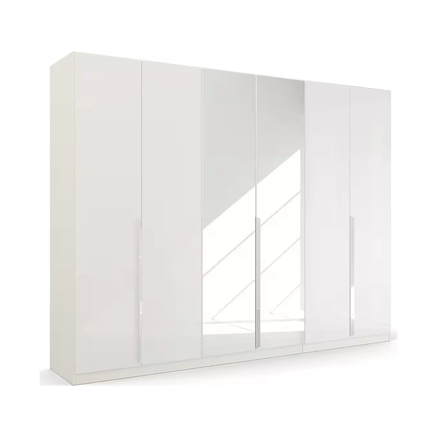 Rauch Glamour 6 Door White High Gloss Wardrobe with Mirror - W271 CM