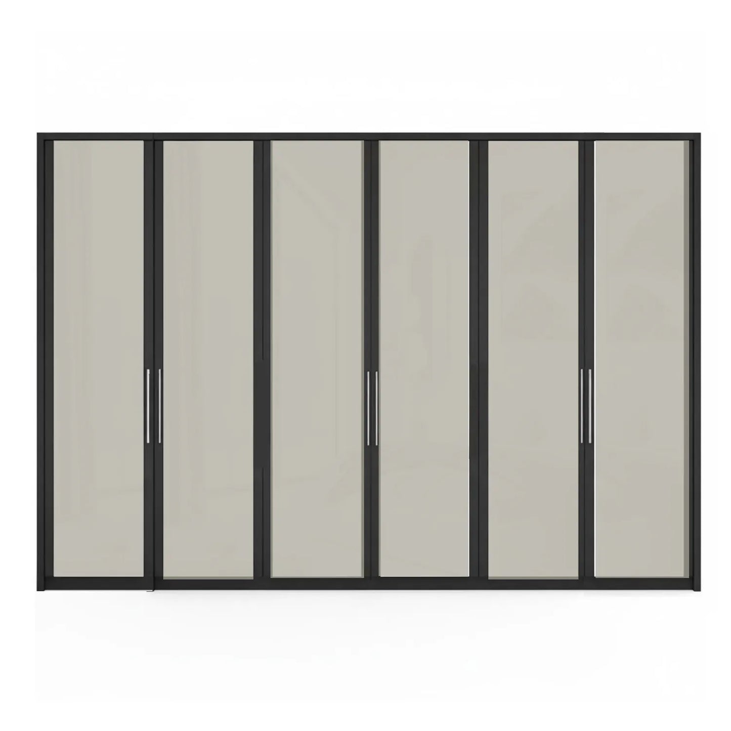 Wiemann Bristol Graphite and Pebble Grey Glass Front 4 Door Wardrobe with Mirror