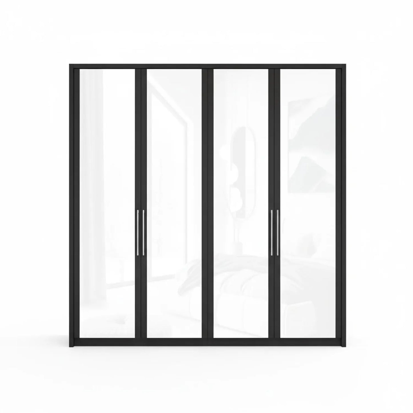 Wiemann Bristol Graphite and White Glass Front 4 Door Wardrobe