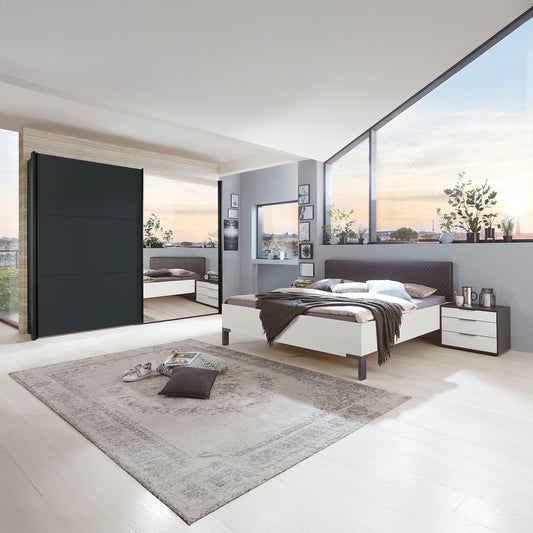 Glasgow Graphite 2 Door Sliding Wardrobe  with Mirror - Styled Bedroom