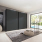 Halver Graphite 2 Door Sliding Wardrobe Styled in Bedroom