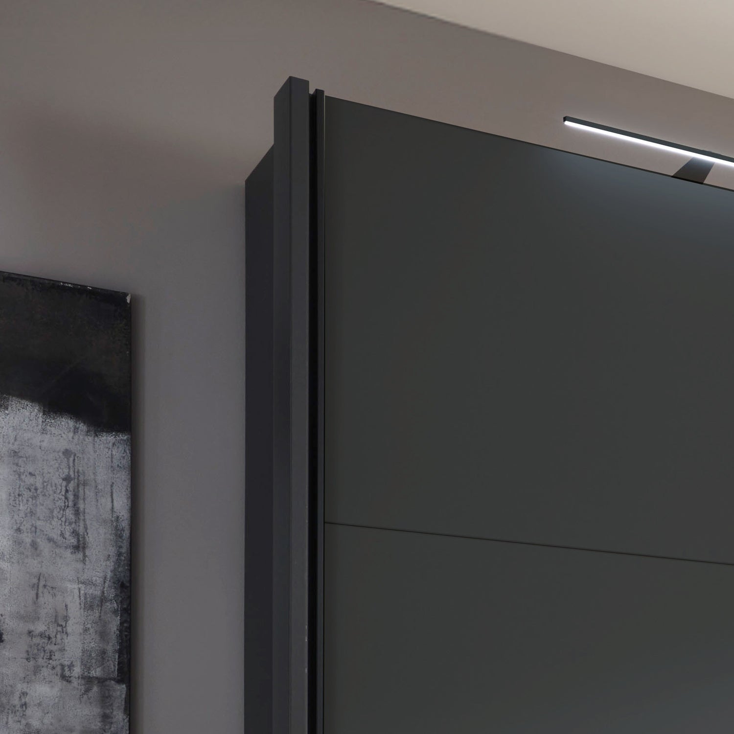 Halver Graphite 2 Door Sliding Wardrobe - Side View