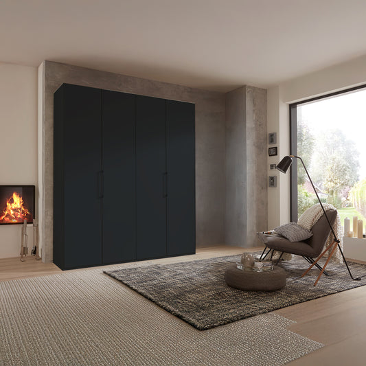 Halver Graphite 4 Door Hinged Wardrobe (W200cm) - Styled Bedroom