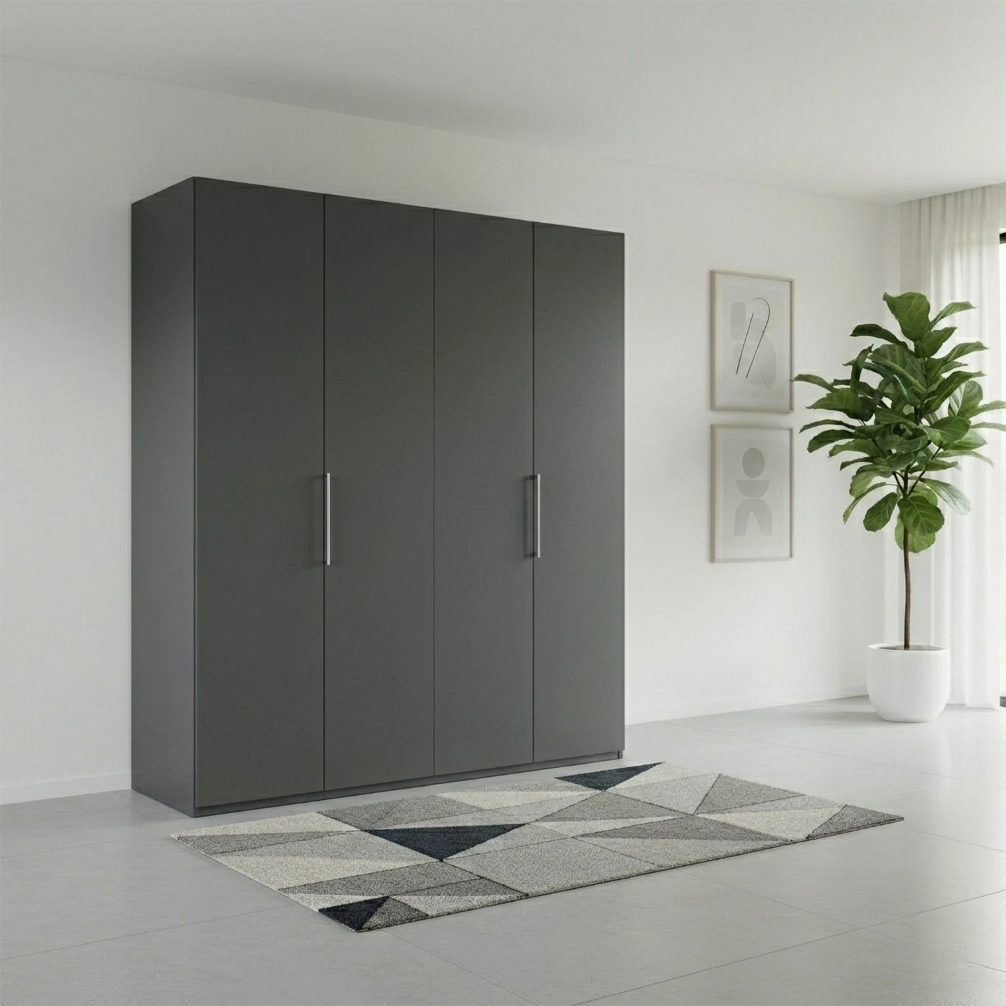 Wiemann Halver graphite hinged wardrobe in 2, 3 or 4 door sizes. Modern German design with FREE delivery and assembly.