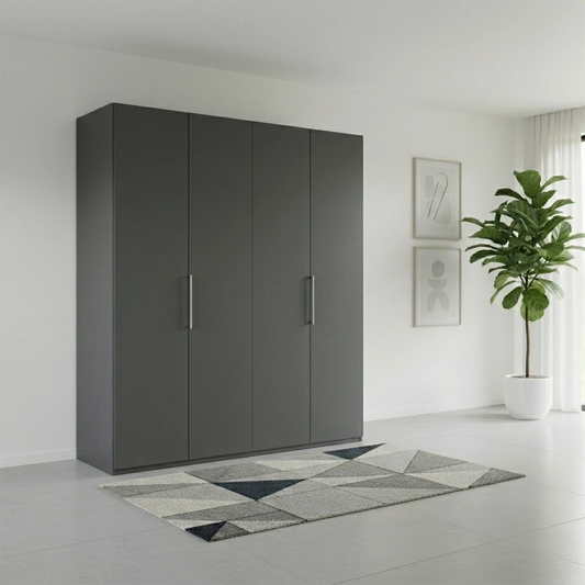 Wiemann Halver graphite hinged wardrobe in 2, 3 or 4 door sizes. Modern German design with FREE delivery and assembly.