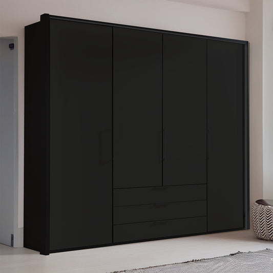 Halver Graphite 4 Door Wardrobe with Drawers (W200cm) - Styled in Bedroom